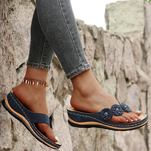 Sandalias Cuña Retro Flores para Mujer - Zapatos de Playa Cómodos Verano - Image 4