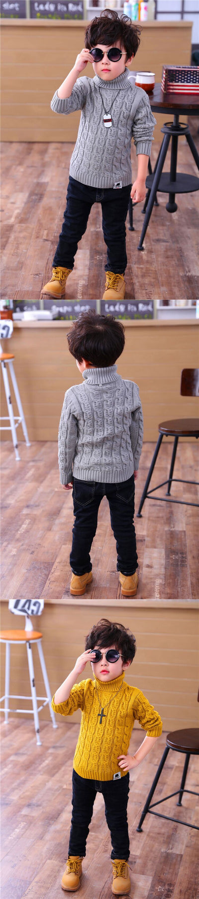 Suéter Tejido Grueso Cuello Redondo para Bebé y Niño - Image 47