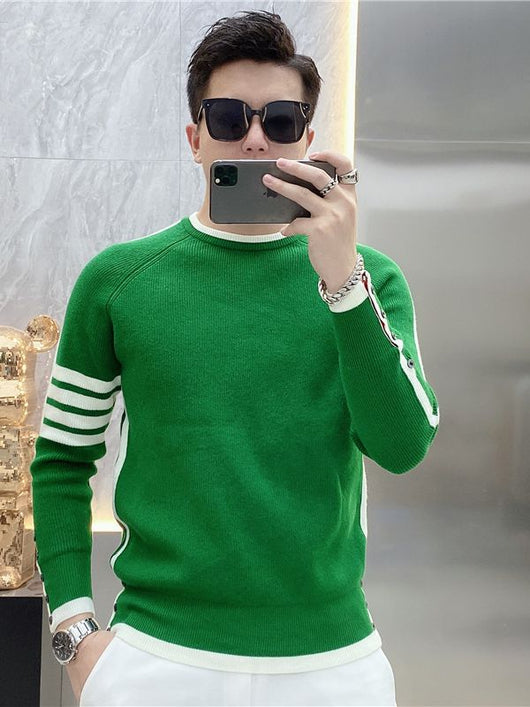 Suéter de Cuello Redondo a Rayas - Pullover Versátil para Hombre Joven - Image 7