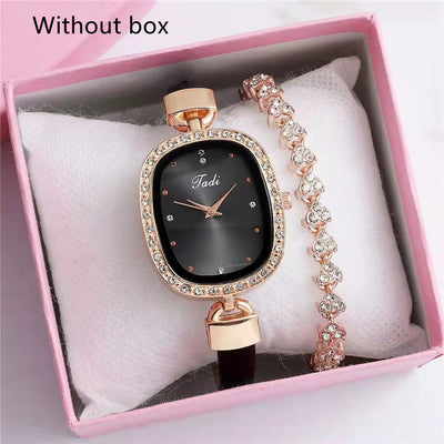 Reloj de Pulsera para Mujer con Brazalete de Diamantes - Conjunto de 2 Piezas - Image 22