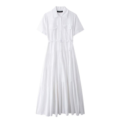 Vestido Camisero Europeo con Cinturón y Detalles de Costura - Image 19