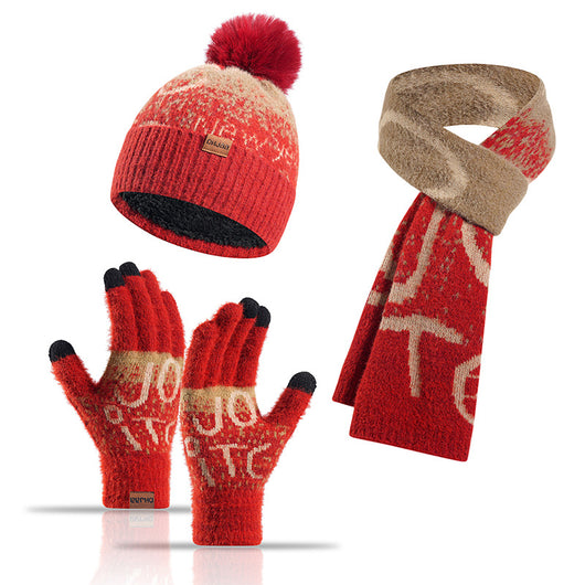 Conjunto de 3 Piezas: Gorro, Bufanda y Guantes de Felpa Jacquard Gruesa - Image 6