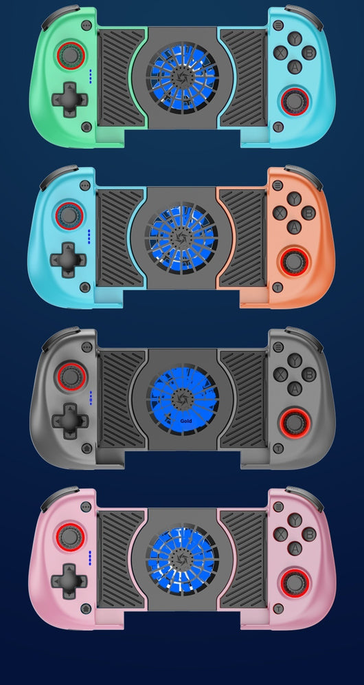 X3 stretching game controller with a blue left grip, red right grip, and a central cooling fan. - Image 14
