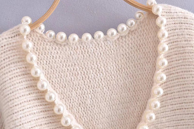 Suéter Pullover Casual Chic con Perlas Decorativas - Image 3