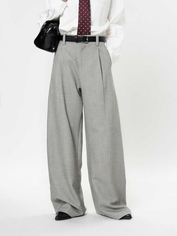 Pantalones Casuales Rectos con Corte Vertical y Acabado Liso