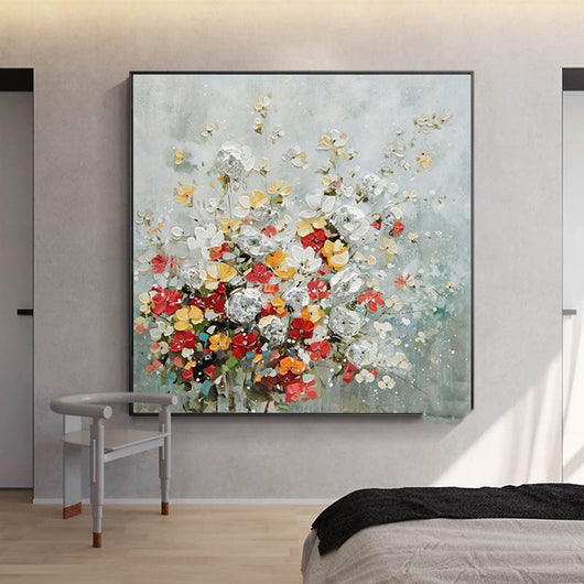 Cuadro de Flores Blancas al Óleo sin Marco - Image 10