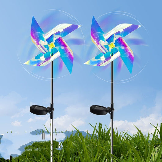 Lámpara Solar LED Molino Mágico Multicolor con Luz Láser de Jardín