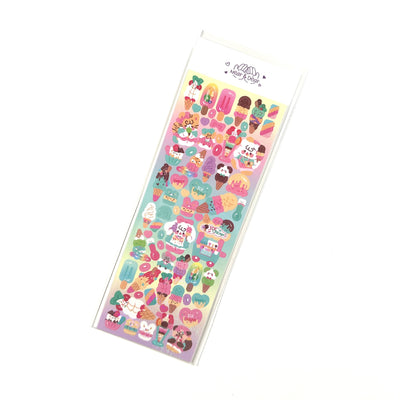 Korean style cartoon animal angel stickers with clouds and architectural elements on a blue sheet. - Image 16