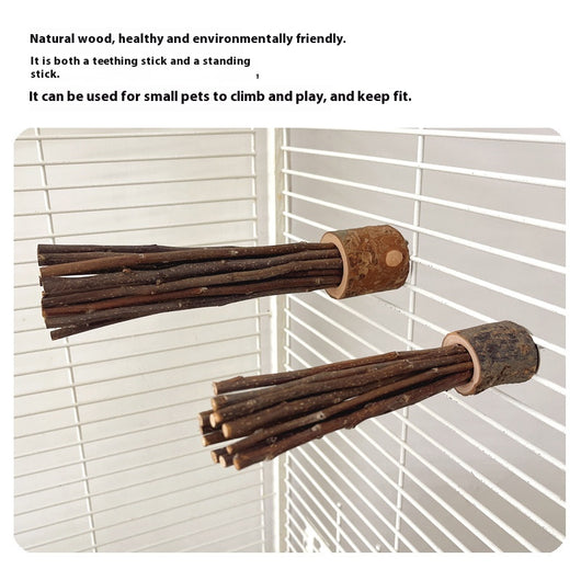 Medium natural applewood log molar rod toy with multiple branches and a metal wing nut for small pets. - Image 12