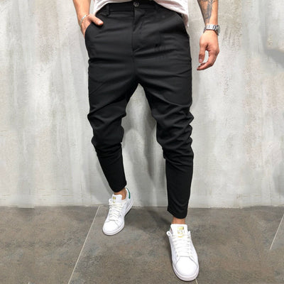 Pantalones Casuales Slim Fit en Tela Tejida Color Sólido para Hombre - Image 13