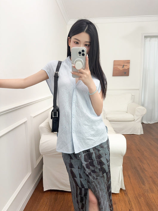 Blusa Lino Puro Cuello V Sin Mangas - Estilo Old Money Minimalista - Image 19