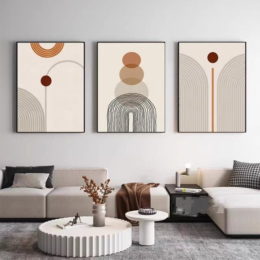 Tríptico Abstracto Morandi para Sala de Estar Minimalista - Image 2