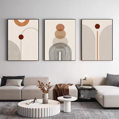 Tríptico Abstracto Morandi para Sala de Estar Minimalista - Image 2