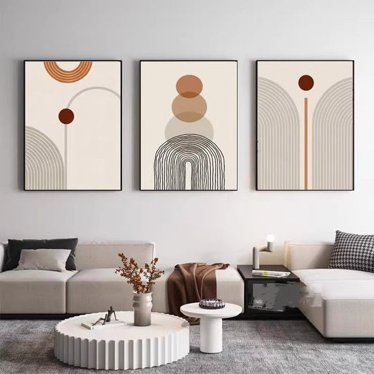 Tríptico Abstracto Morandi para Sala de Estar Minimalista - Image 2