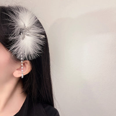 Pasador de Cabello Perla Libélula con Borla de Temperamento Minimalista