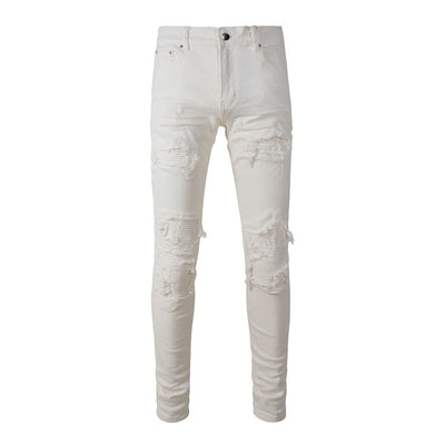 Jeans Slim Fit con Parches Rotos y Cintura Elástica para Hombre - Image 5