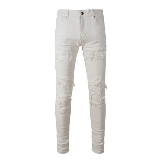 Jeans Slim Fit con Parches Rotos y Cintura Elástica para Hombre - Image 5