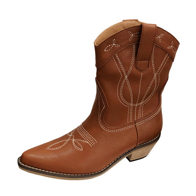 Botas Knight Retro con Tacón Grueso y Bordado Decorativo - Image 4