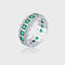 Anillo de Plata 925 con Borde de Encaje y Circón Verde para Mujer