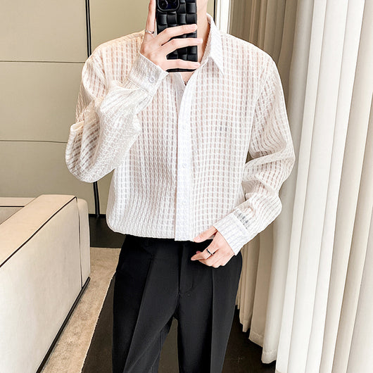 Camisa Cuadrillé Blanca con Drapeado Suelto - Image 3