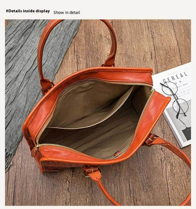 Bolso Tejido a Mano en Cuero Curtido Vegetal de Grano Completo - Image 10