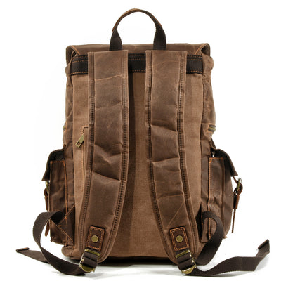 Mochila de Viaje y Montaña en Lona Encerada con Cuero - Image 4