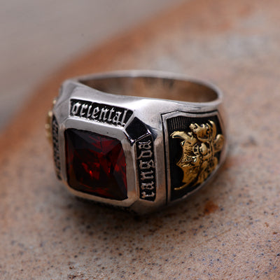 Anillo de Plata Tailandesa para Hombre con Cristal Rojo - Image 4