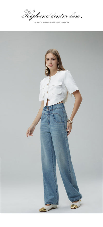 Pantalones Anchos Cintura Alta Estilo Retro con Detalles Rotos para Mujer - Image 9