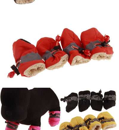 Four blue pet booties with grey trim and adjustable blue drawstrings, designed for dogs or puppies. - Image 29