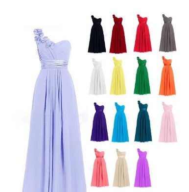 Vestido Largo Escotado con Cuello Diagonal Multicolor sin Mangas - Image 23