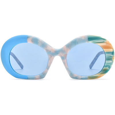 Gafas de Sol Estilo Cat-eye con Lentes Ahumados y Bloques de Color - Image 4