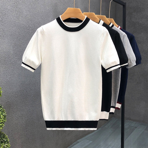 Suéter Base de Manga Corta Moderno para Hombre