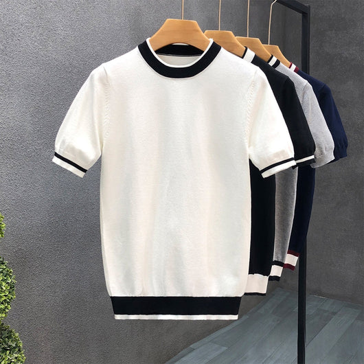 Suéter Base de Manga Corta Moderno para Hombre