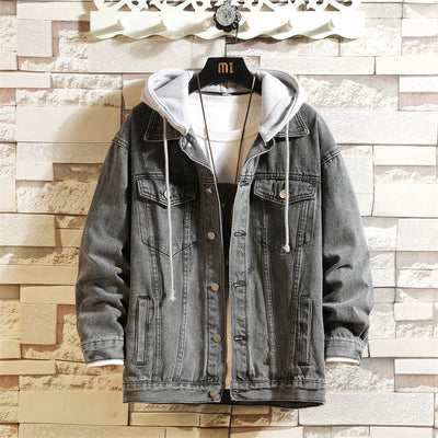 Chaqueta Denim Suelta con Capucha para Hombre - Image 11