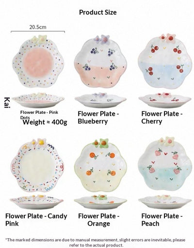 Plato para Desayuno de Cerámica Artesanal con Relieve Floral Pintado a Mano - Image 16