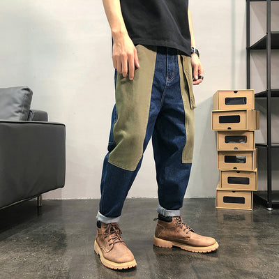 Pantalones Jeans Hip-hop Sueltos con Parches Contrastantes - Image 7