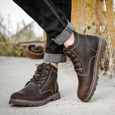 Botas de Cuero Vintage para Hombre - Estilo Clásico Robusto - Image 7