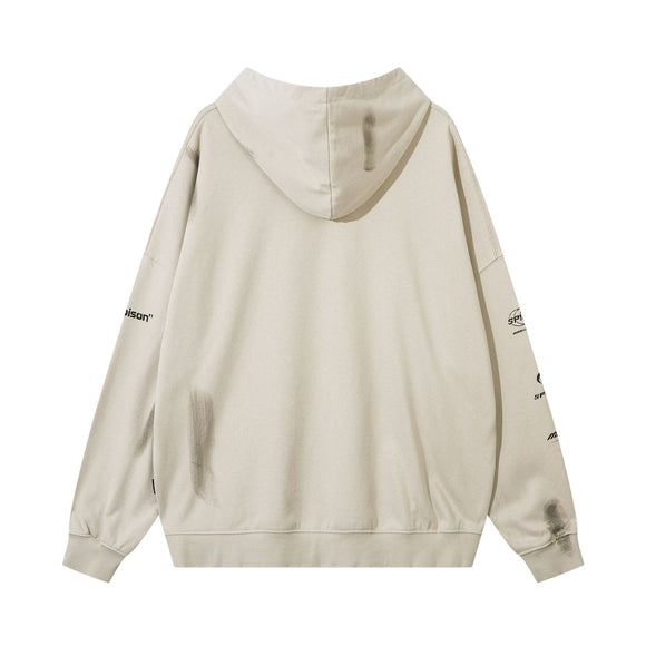 Sudadera con Capucha Estilo Urbano Letras Desgastadas Americana
