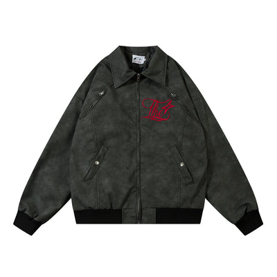 Chaqueta de Cuero Suelta con Bordado Gótico - Image 6