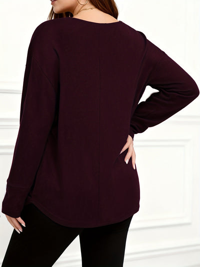 Blusa Casual Talla Grande Manga Larga Color Sólido - Image 14