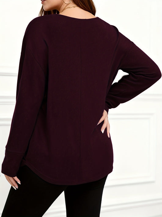 Blusa Casual Talla Grande Manga Larga Color Sólido - Image 14