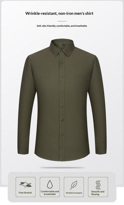 Camisa de Algodón Manga Larga Khaki para Hombre - Primavera - Image 19