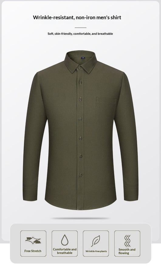 Camisa de Algodón Manga Larga Khaki para Hombre - Primavera - Image 19
