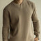 Suéter Henley Casual de Cuello V y Manga Larga para Hombre