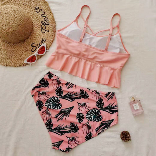 Traje de Baño Tankini Mujer Cintura Alta Triángulo Estampado - Image 7