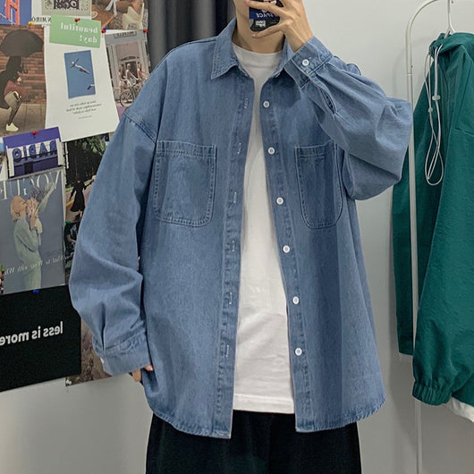 Camisa Vaquera Azul Clásica Corte Relajado para Hombre