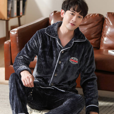 Cardigan Pijama de Forro Polar para Hombre - Abrigo Cálido Coral - Image 17