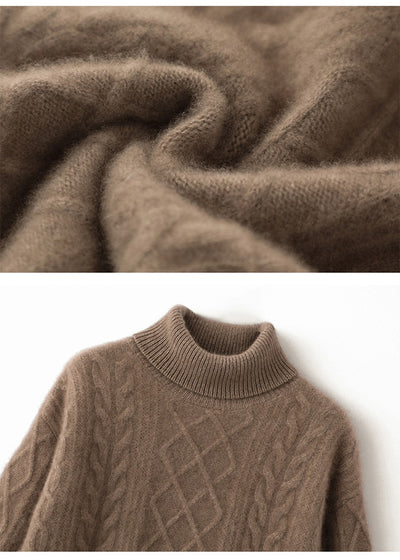 Suéter Cashmere Suelto con Cuello Alto - Tejido Grueso de Tres Capas - Image 25