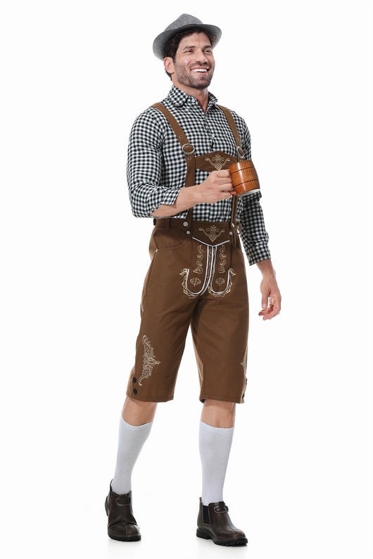Conjunto Completo para Festival de Cerveza - Overol Denim, Camisa y Gorro - Image 12