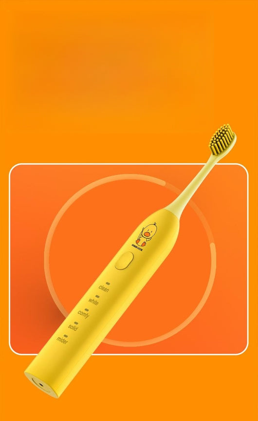 Light blue electric toothbrush with four soft bristle brush heads and a decorative box with teal leaf pattern. - Image 7